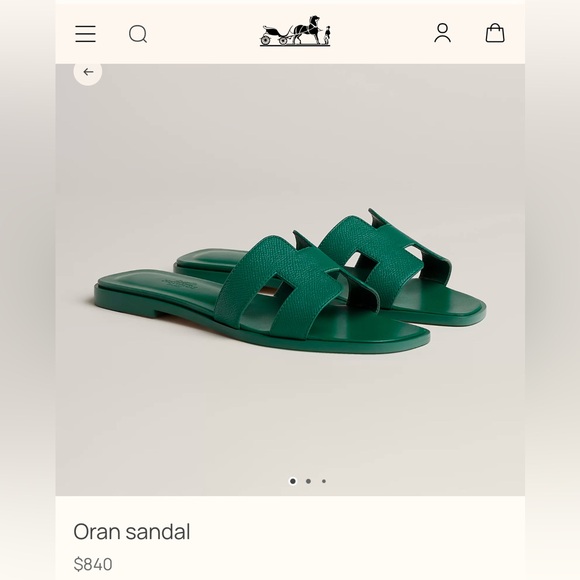 HERMES ORAN “H” flat sandal in Vert Oyat pebbled leather Size 36 1/2 EU, EUC - Picture 15 of 15